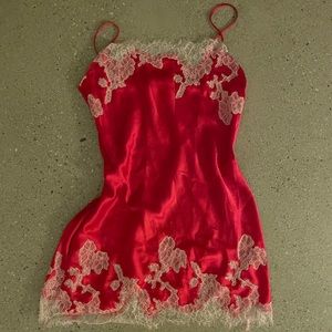 Vintage Victoria secret’s slip dress. Beautiful hot pink with lace trim!